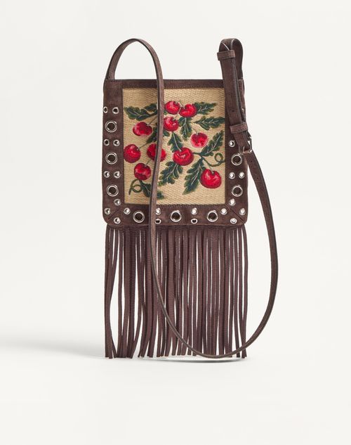 Valentino Garavani - Valentino Garavani Nellcôte Small Shoulder Bag In Jacquard Raffia With Cherryfic Pattern - Multicolour/testa Di Moro - Woman - Shoulder Bags