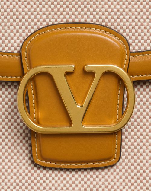 Valentino Garavani - Valentino Garavani 9to5 Canvas Shoulder Bag - Natural/golden Cuir - Woman - Shoulder Bags