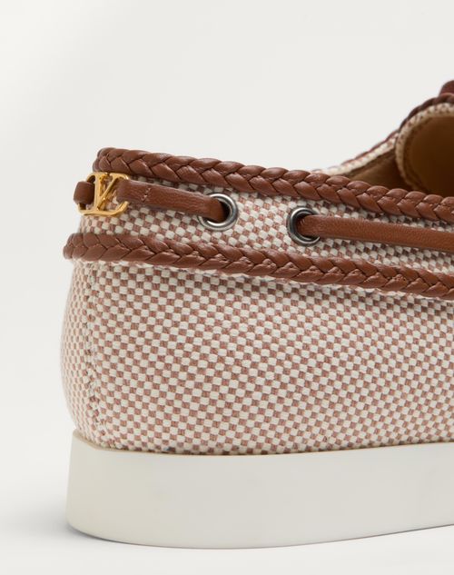 Valentino Garavani - Palm Avenue Canvas And Nappa Boat Shoe - Multicolour/tobacco - Man - Loafers And Driver