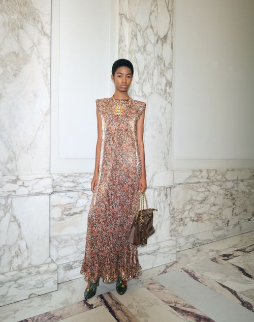 Valentino - Midi Dress In Millefiori Allover Flowerism Lurex - Multicolour - Woman - Dresses