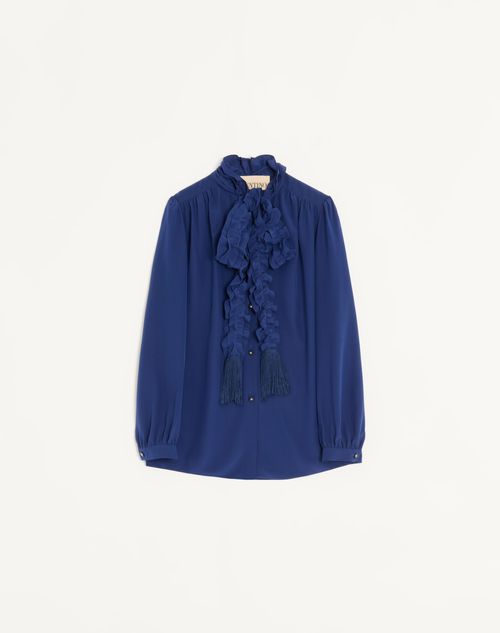 Valentino - Crepe De Chine Shirt - Blue - Woman - Shirts & Tops