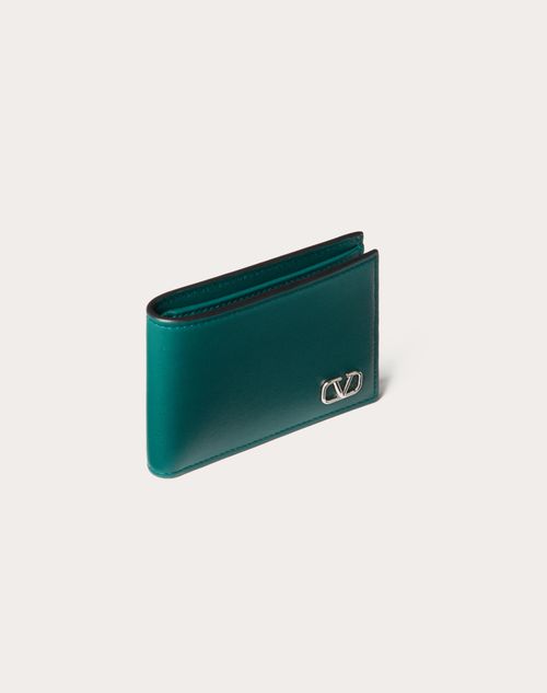 Valentino Garavani - Vlogo Signature Us Dollar Wallet - College Green - Man - Wallets And Small Leather Goods