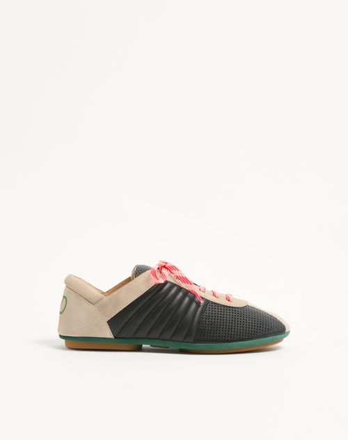 Valentino Garavani Strikie Trainer In Perforated Nappa And Suede Man Black 40