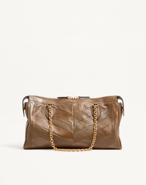 Valentino Garavani - Valentino Garavani Panthea Shoulder Bag In Nappa Leather With Chevron Pattern - Tundra - Woman - Totes