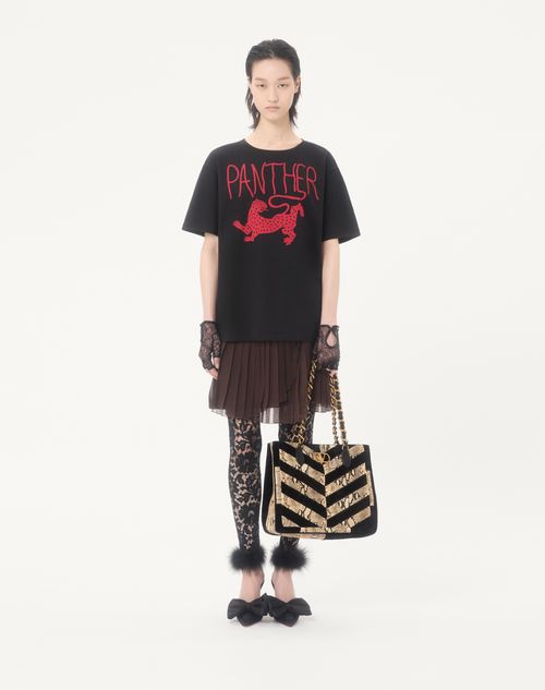 Valentino Garavani - Valentino Garavani Laseine Shopping Bag In Python And Chevron-patterned Suede - Beige/black - Woman - Totes