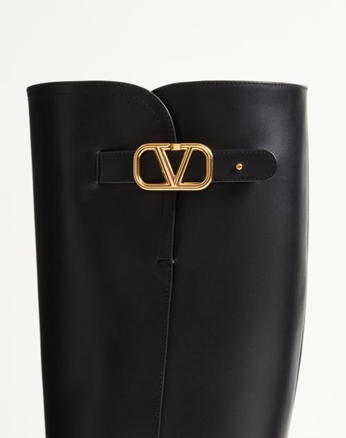 Valentino Garavani - Vlogo Signature Calfskin Boot 70mm - Black - Woman - Boots