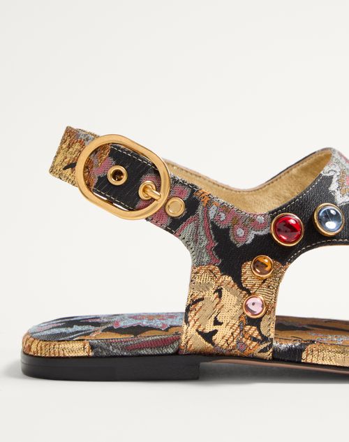 Valentino Garavani - Preshoes Sandal In Apres L'hiver Jacquard Fabric With Crystals 5mm - Multicolor - Woman - Sandals