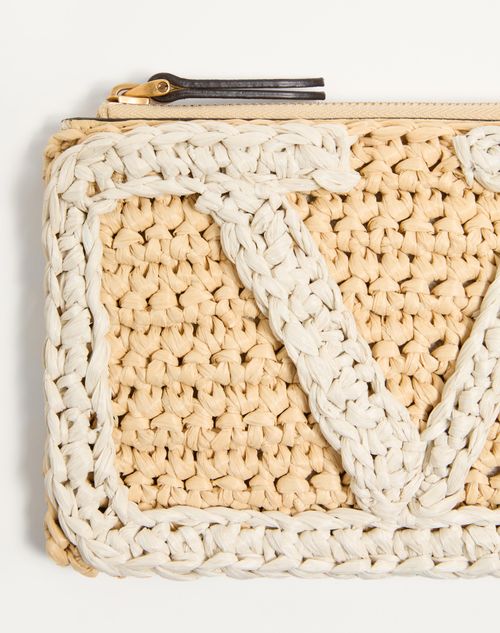 Valentino Garavani - Valentino Garavani Viva Superstar Synthetic Raffia Pouch - Natural/butter - Woman - Clutches