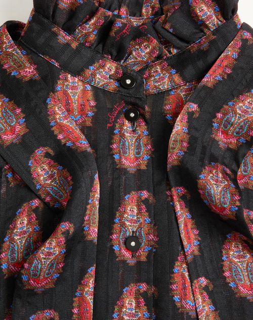 Valentino - Camicia In Pekin Stampa Voyage Imaginaire - Blu - Donna - Camicie E Top