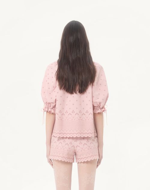 Valentino - Top In Sangallo Fleurs Ajours Margheritine - Rosa - Donna - Camicie E Top