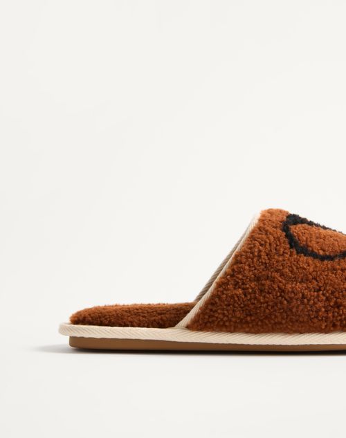 Valentino Garavani - Ta Chambre Wool Slide - Tobacco - Man - Sandals
