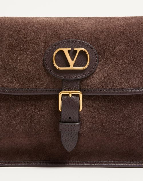 Valentino Garavani - Valentino Garavani Antibes Suede Shoulder Bag - Testa Di Moro - Man - Shoulder Bags