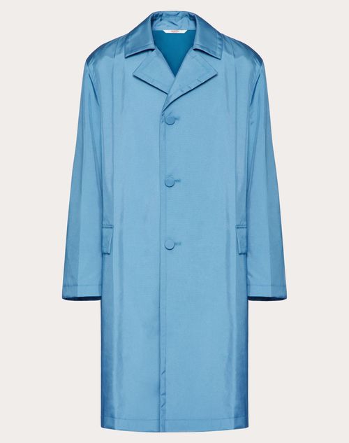 Valentino Single-breasted Nylon Coat In Slate Blue