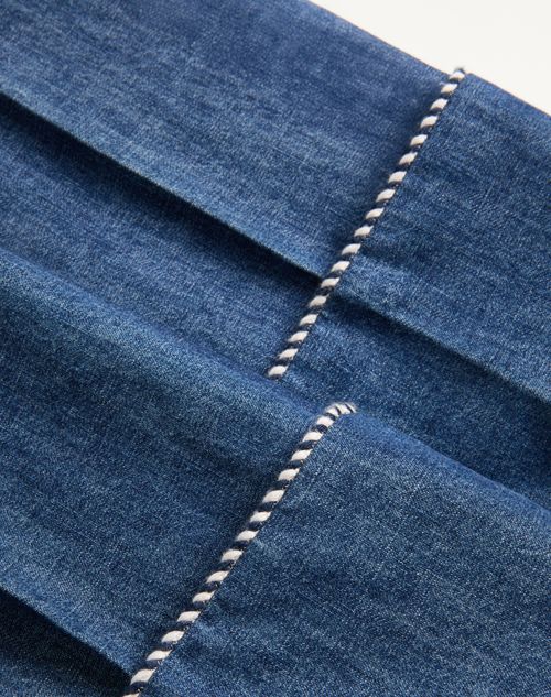 Valentino - Denim Chambray Pants - Blue - Woman - Denim