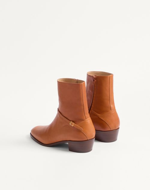 Valentino Garavani - Pat Ankle Boot In Kidskin - Roasted Pecan - Man - Boots