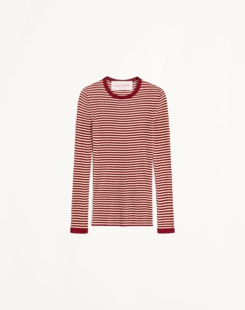 Valentino - Silk Sweater - Red/ecru - Woman - Knitwear