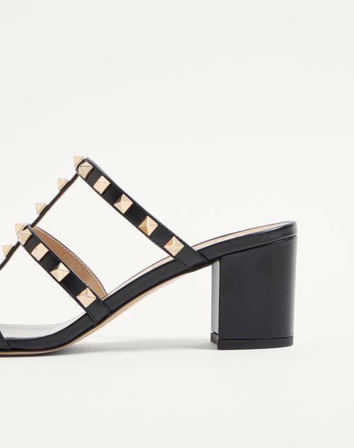 Valentino Garavani - Rockstud Calfskin Leather Slide Sandal 60 Mm - Black - Woman - Sandals