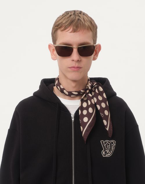 Valentino - Cotton Hooded Sweatshirt With Vg Patch - Black - Man - T-shirts And Sweatshirts