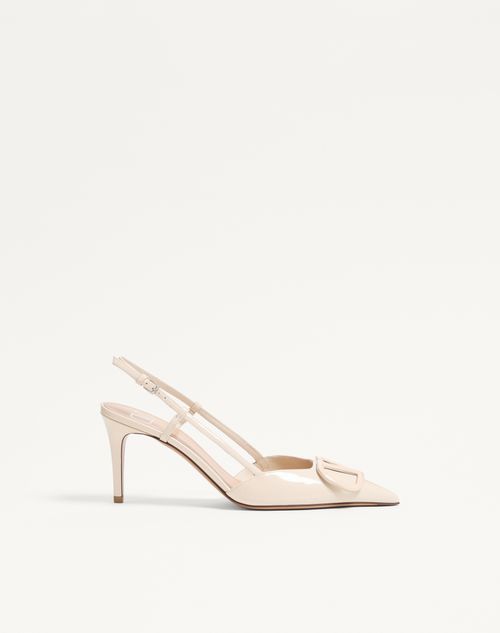 Valentino Garavani - Vlogo Signature Patent Leather Slingback Pump 80mm - Light Ivory - Woman - Pumps