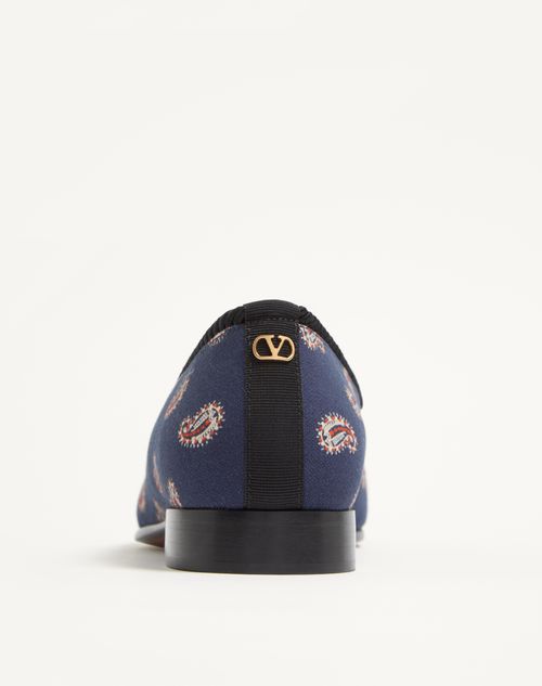 Valentino Garavani - Les Alcôvettes Loafer In Voyage Imaginaire Canvas Fabric - Blue - Man - Loafers And Driver