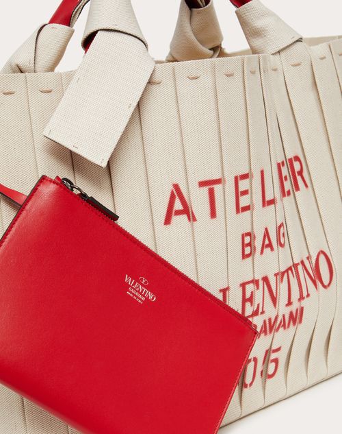 Valentino Garavani - アトリエ バッグ ヴァレンティノ ガラヴァーニ キャンバス トート - ナチュラル/ピュアルージュ - ウィメンズ - トート