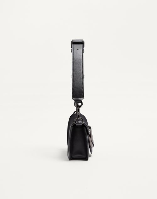 Valentino Garavani - Mini Valentino Garavani Locò Crossbody Calfskin Bag - Black - Man - Shoulder Bags
