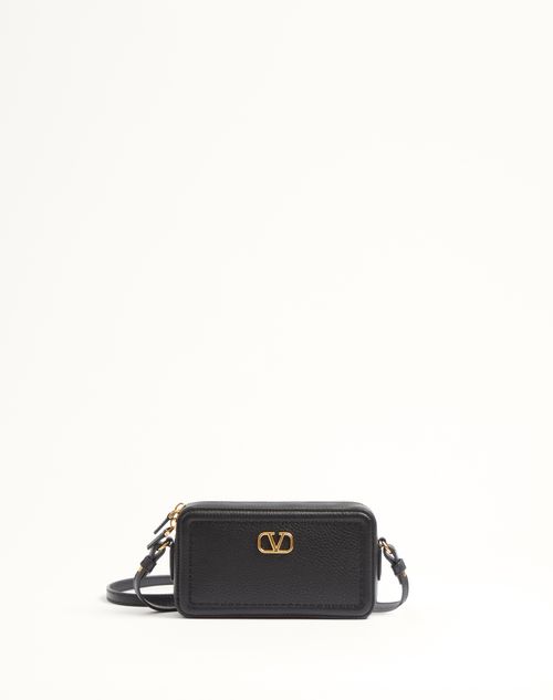 Valentino Garavani  Garavani Alltime Mini Shoulder Bag In Grainy Calfskin Woman Black Uni In Black