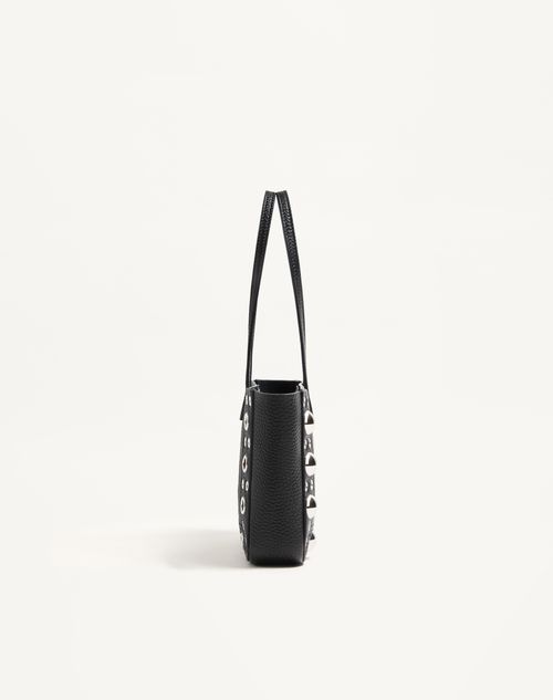 Valentino Garavani - Valentino Garavani Nellcôte Mini Shopping Bag In Grainy Calfskin - Black - Woman - Totes