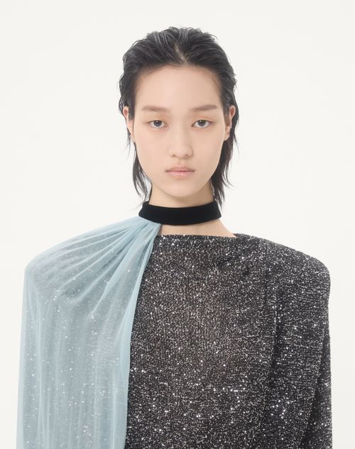 Valentino - Cape Longue En Mousseline - Bleu D'azur - Femme - Vestes Et Manteaux