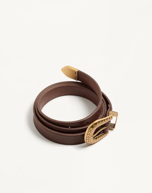 Valentino Garavani - 브이로고 시그니처 송아지 가죽 벨트 20mm - 초콜릿 - 남성 - 벨트