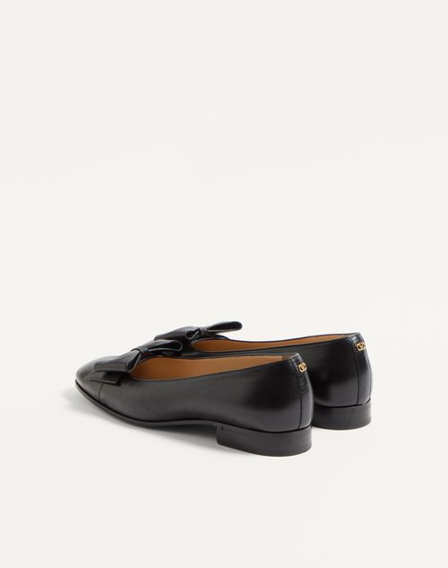 Valentino Garavani - Bowow Kidskin Ballerina - Black - Man - Loafers And Driver