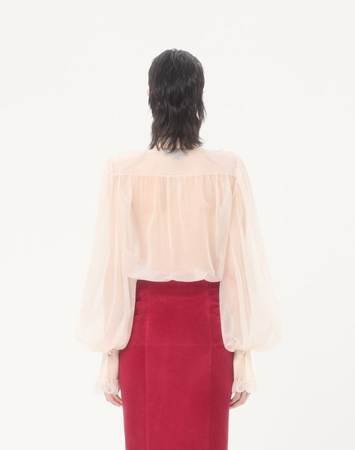 Valentino - Embroidered Organza Shirt - Vanilla - Woman - Shirts & Tops