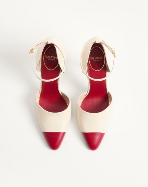 Valentino Garavani - Décolleté Sinead In Capretto 105mm - Burro/rosso - Donna - Décolleté E Slingbacks