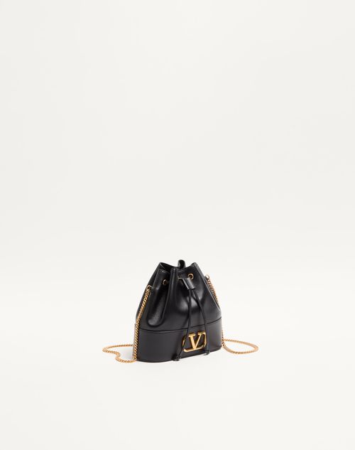 Valentino Garavani - Mini Sac Seau Vlogo Signature En Cuir Nappa - Noir - Femme - Sacs Porté Épaule
