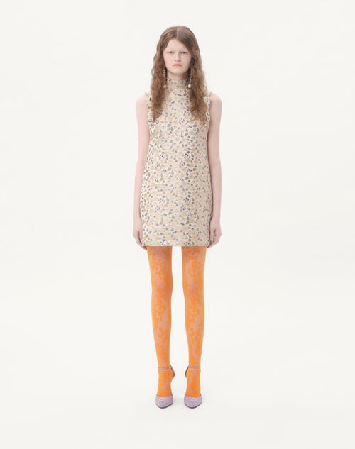 Valentino - Short Dress In Garden Lurex Jacquard - Multicolour - Woman - Dresses