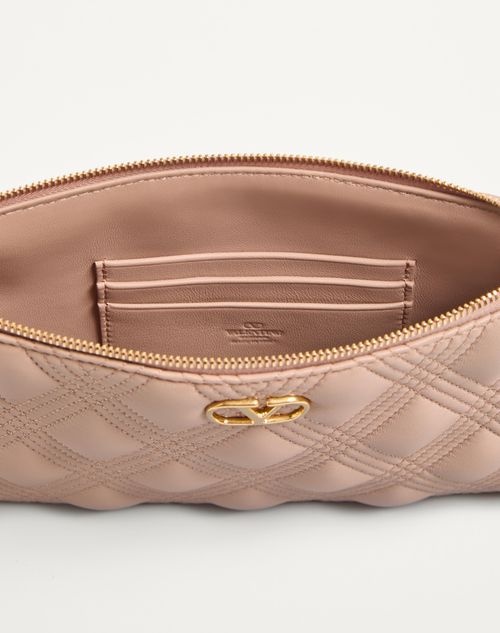 Valentino Garavani - Valentino Garavani Quiltie 67 Pouch In Quilted Nappa Leather - Rose Cannelle - Woman - Clutches