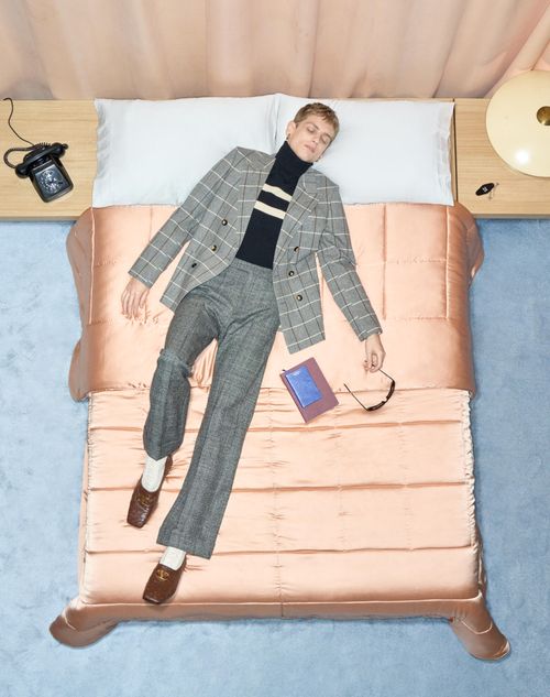 Valentino - Valentino Double-breasted Wool Jacket With Check Pattern - Grey - Man - Coats And Blazers
