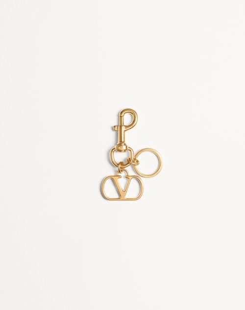 Valentino Garavani - Vlogo Signature Metal Bag Charm With Key Ring - Antique Brass - Woman - Bag Charms And Keyrings