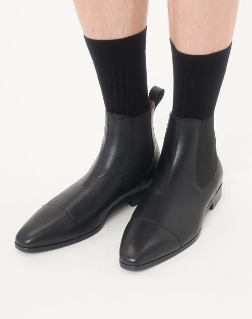 Valentino Garavani - Mockers Ankle Boot In Kidskin - Black - Man - Boots
