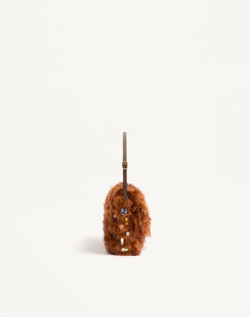 Valentino Garavani - Valentino Garavani Devain Small Shoulder Bag In Lamb Fur With Rhinestones. - Multicolor - Woman - Clutches