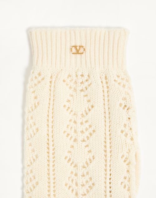 Valentino Garavani - Valentino Garavani Cotton Gloves - Birch - Woman - Hats And Gloves