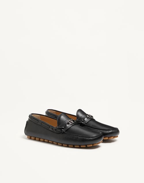 Valentino Garavani - Driver Fastaway Buffalo Loafer - Black - Man - Loafers And Driver
