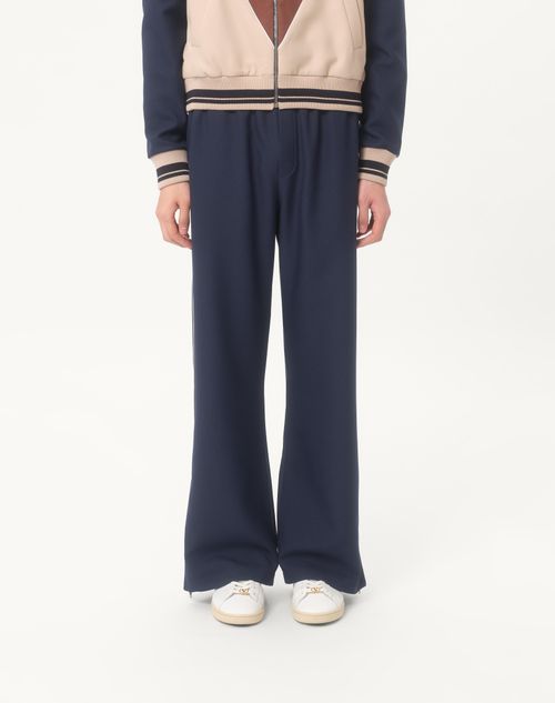 Valentino - Nylon Pants With Vlogo Patch - Blue - Man - Pants And Shorts