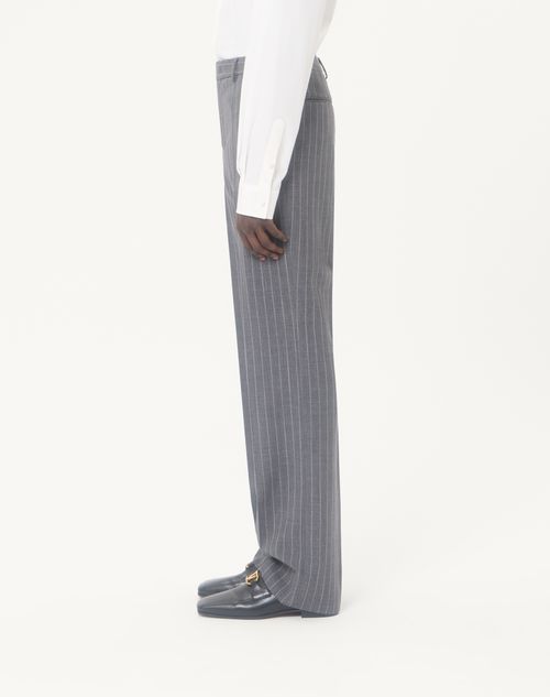 Valentino - Valentino Wool Pinstripe Trousers - Grey - Man - Pants And Shorts