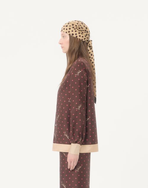 Valentino - Camicia In Twill Stelline Starry - Chocolate/beige - Donna - Camicie E Top