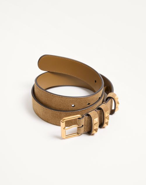 Valentino Garavani - Flaneuse Belt In Suede 30 Mm - Havana Beige - Woman - Belts