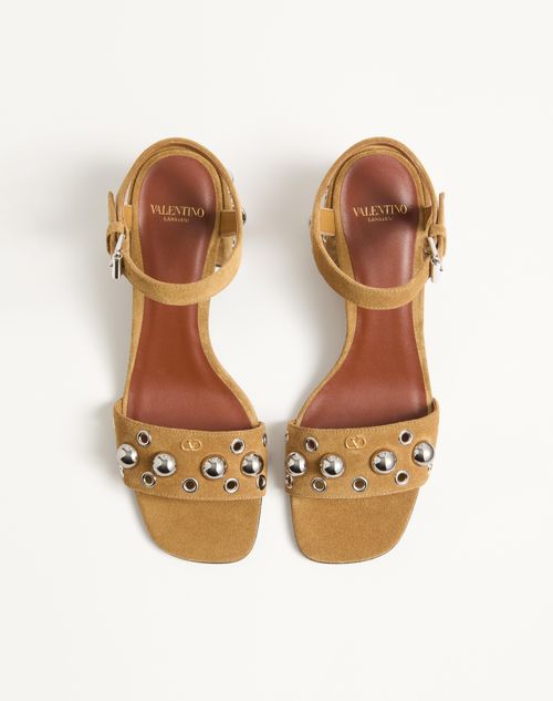 Valentino Garavani - Nellcôte Crust Leather Sandal 60mm - Havana Beige - Woman - Sandals