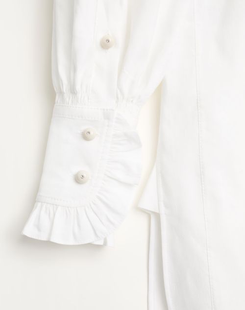 Valentino - Short Dress In Cotton And Linen - White - Woman - Dresses
