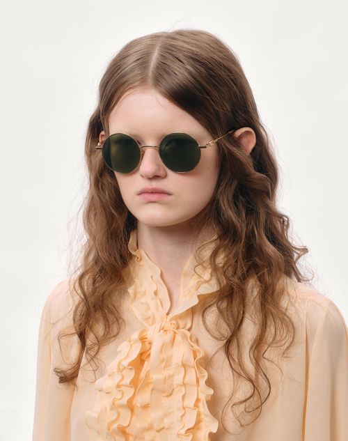 Valentino - Round Metal Frame - Gold/green - Unisex - Eyewear