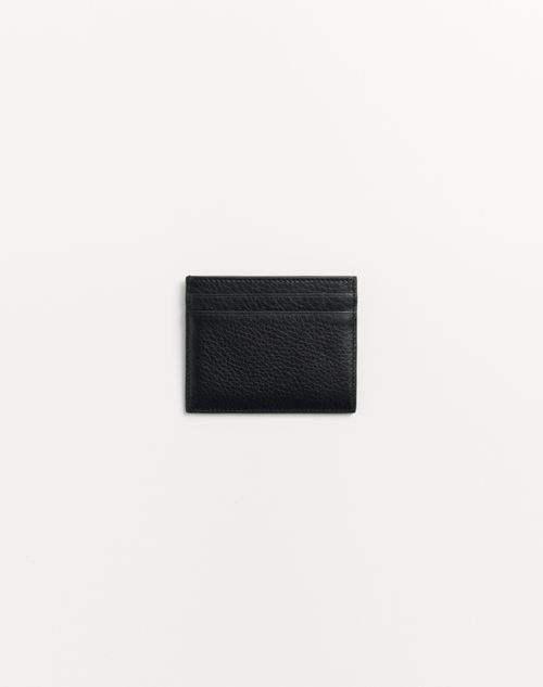 Valentino Garavani - Rockstud Grainy Calfskin Cardholder - Black - Man - Wallets And Small Leather Goods
